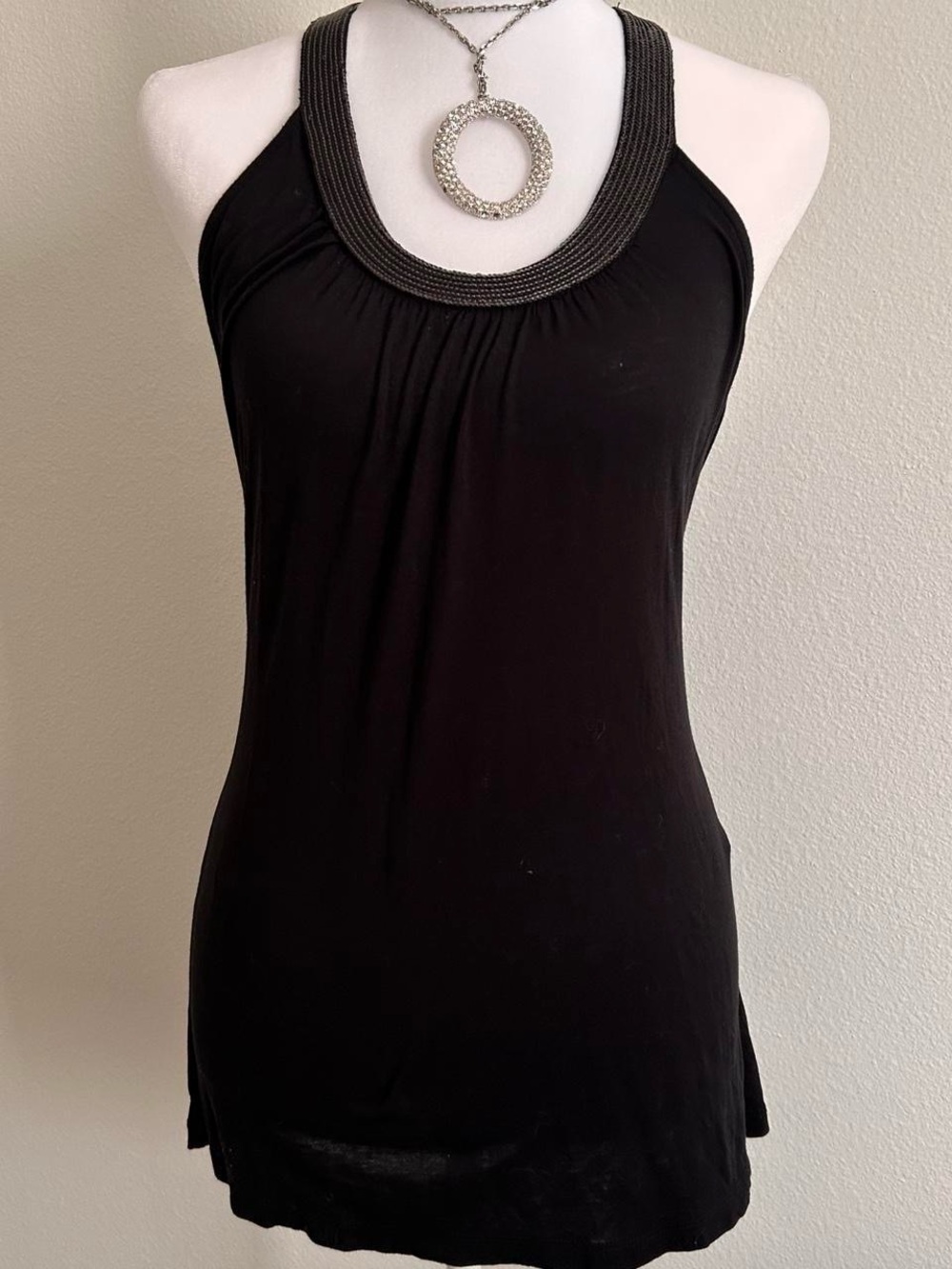 black y2k sequin trim tank top